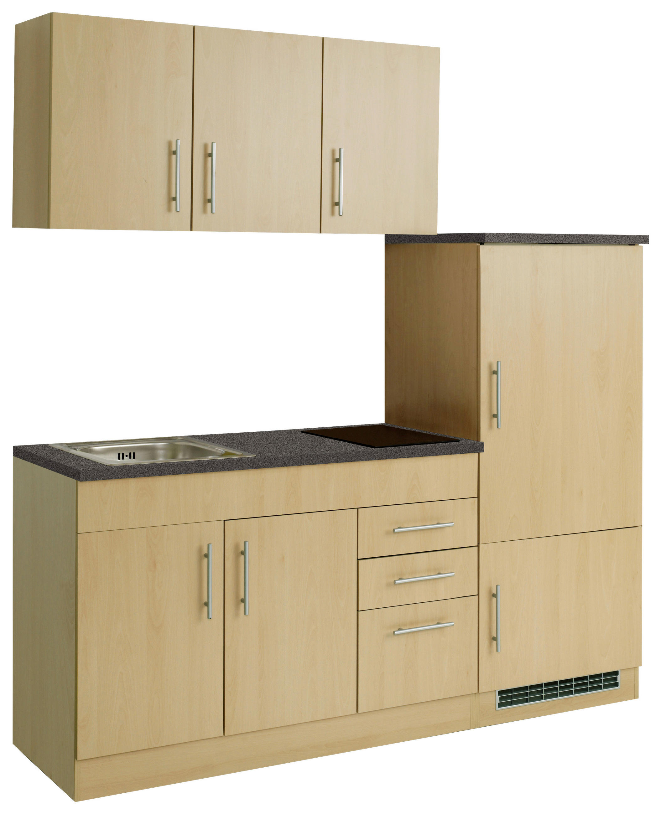 KÜCHENBLOCK 180 cm   in Buchefarben  - Chromfarben/Buchefarben, MODERN, Holzwerkstoff/Metall (180cm) - Held