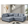 ECKSOFA  in Plüsch Hellgrau  - Hellgrau/Schwarz, KONVENTIONELL, Kunststoff/Textil (175/249cm) - Carryhome