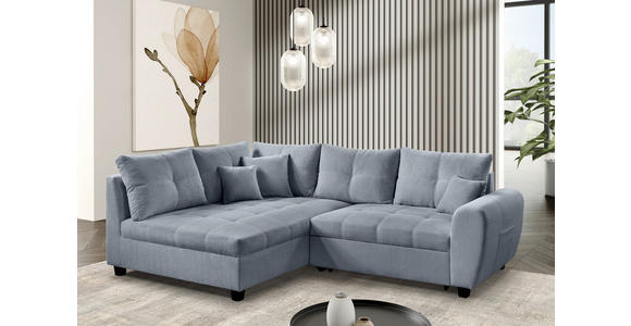 ECKSOFA  in Plüsch Hellgrau  - Hellgrau/Schwarz, KONVENTIONELL, Kunststoff/Textil (175/249cm) - Carryhome