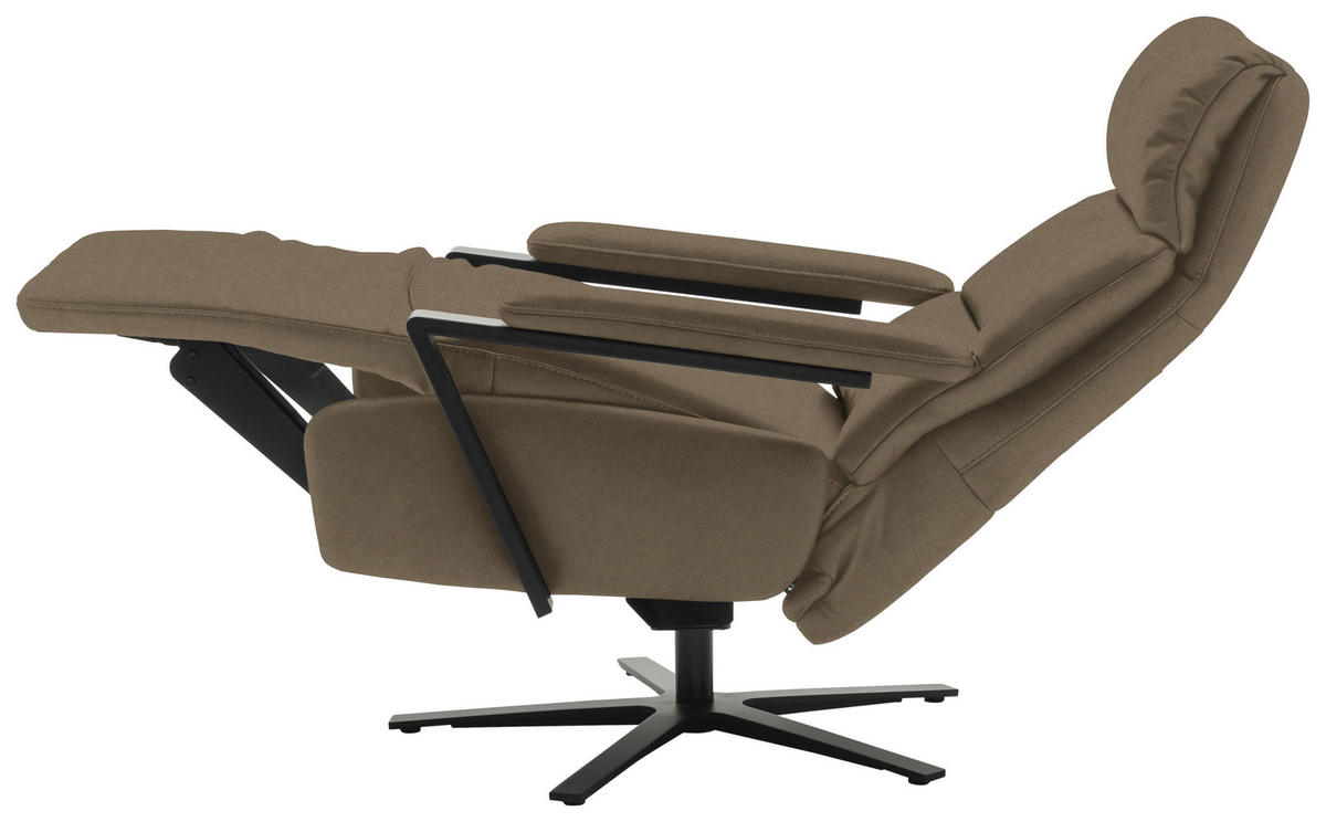 FERNSEHSESSEL  mit Relaxfunktion Echtleder Hellbraun  - Hellbraun/Schwarz, Design, Leder/Metall (74/111/85cm) - Schöner Wohnen