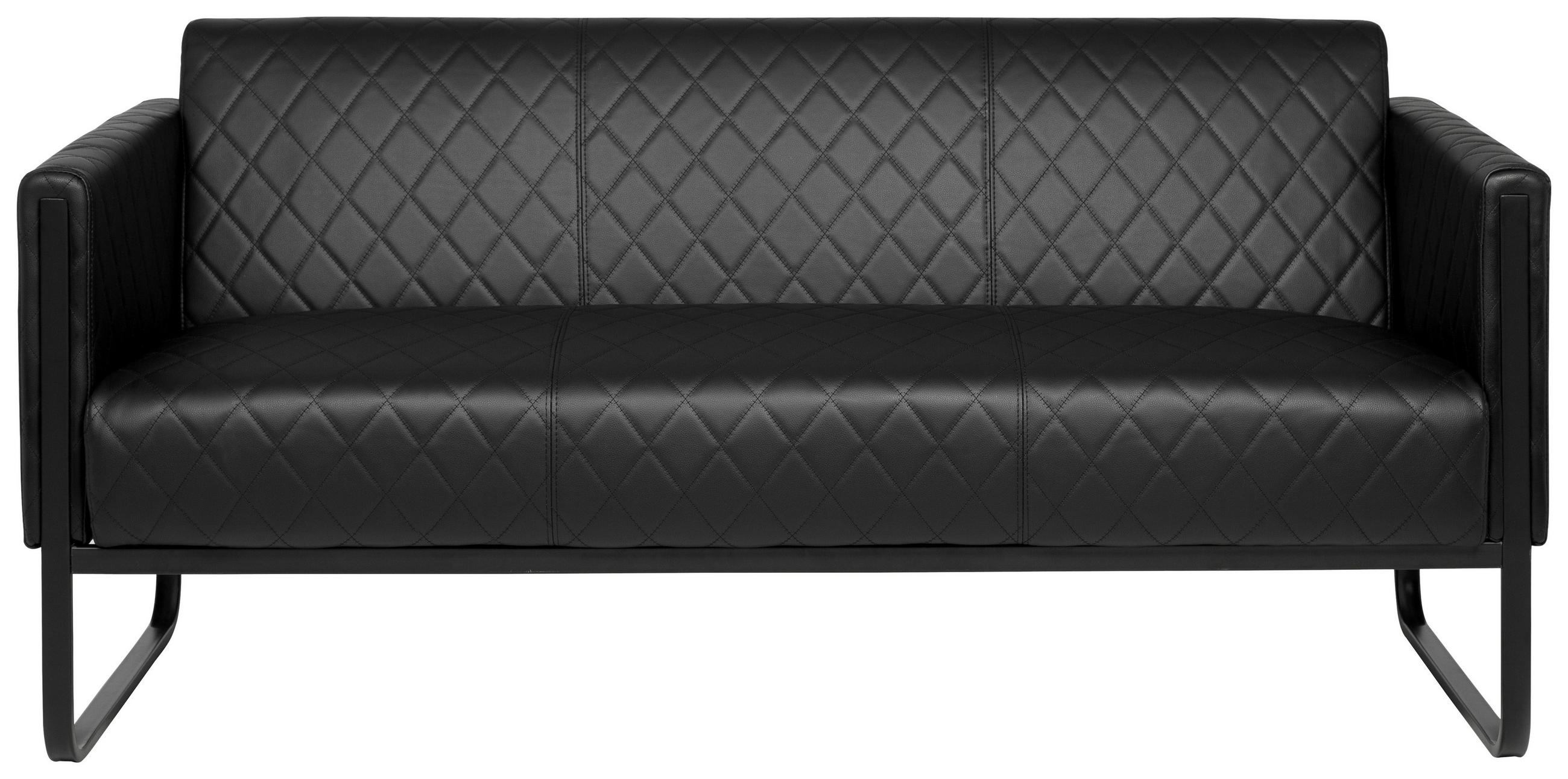3-SITZER-SOFA Lederlook Schwarz  - Schwarz, MODERN, Textil/Metall (159/78/71cm) - MID.YOU