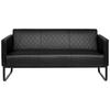 3-SITZER-SOFA Lederlook Schwarz  - Schwarz, MODERN, Textil/Metall (159/78/71cm) - MID.YOU