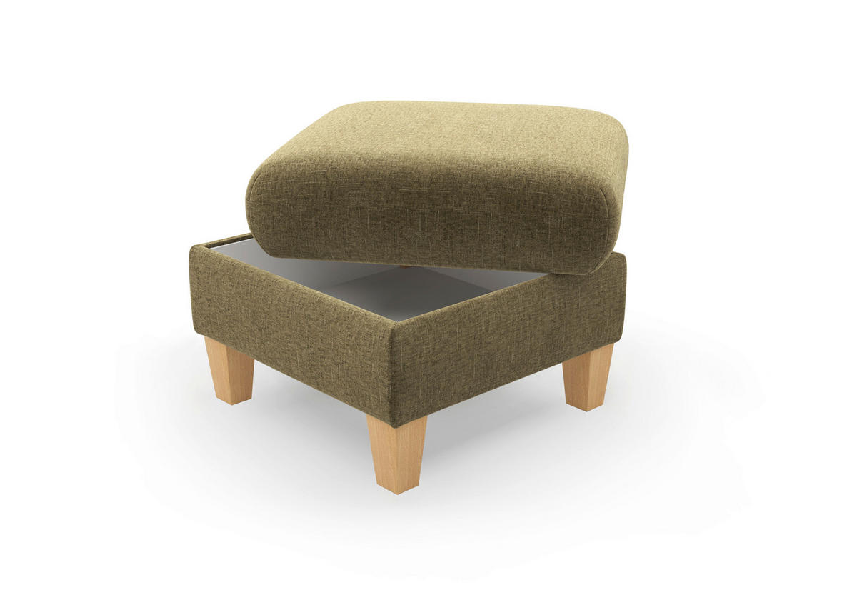 HOCKER Flachgewebe Olivgrün  - Eichefarben/Olivgrün, KONVENTIONELL, Holz/Textil (58/47/58cm) - Sit & More