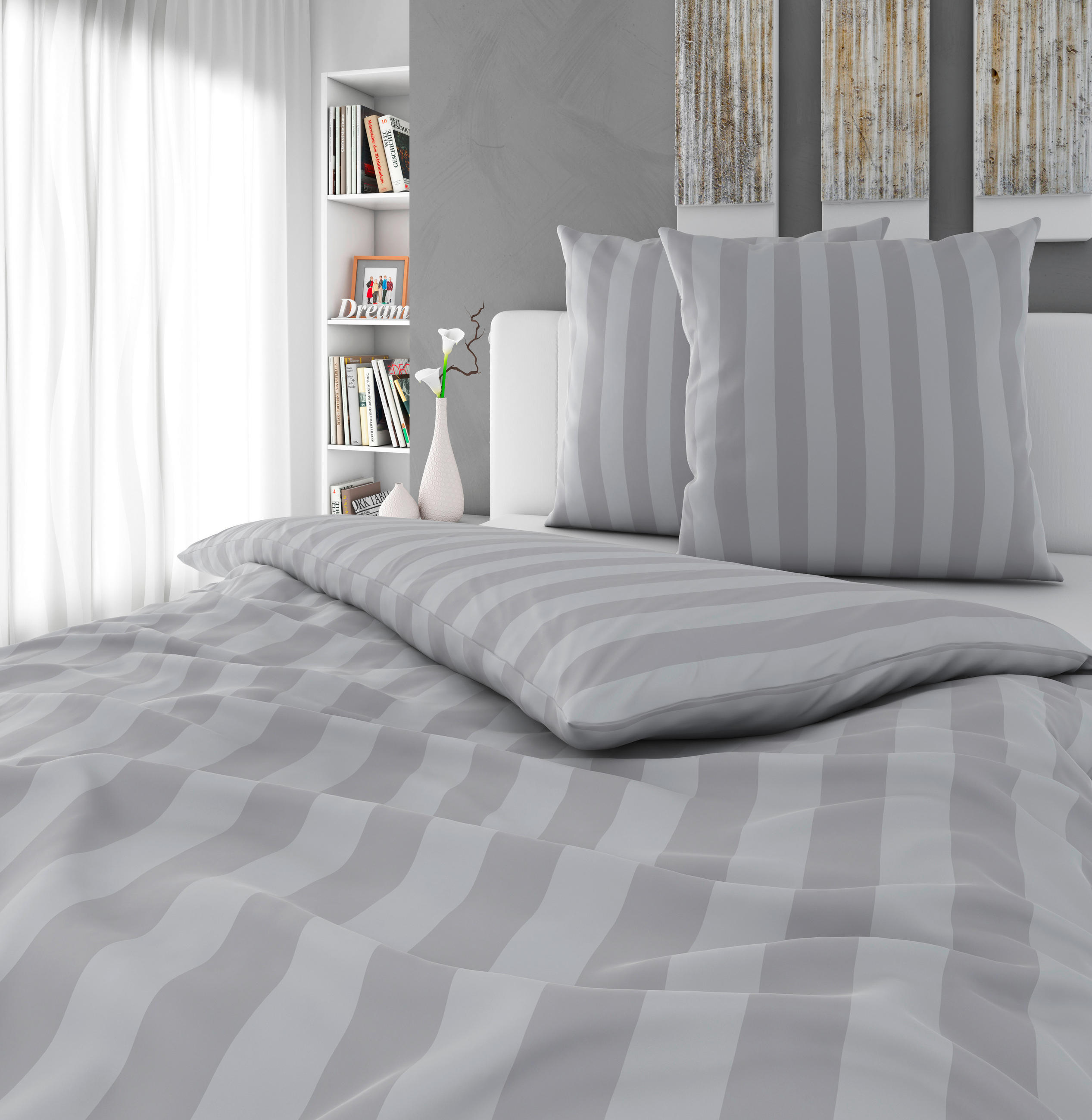 BETTWÄSCHE Dobby Satin 220/240 cm  - Silberfarben, KONVENTIONELL, Textil (220/240cm) - Novel