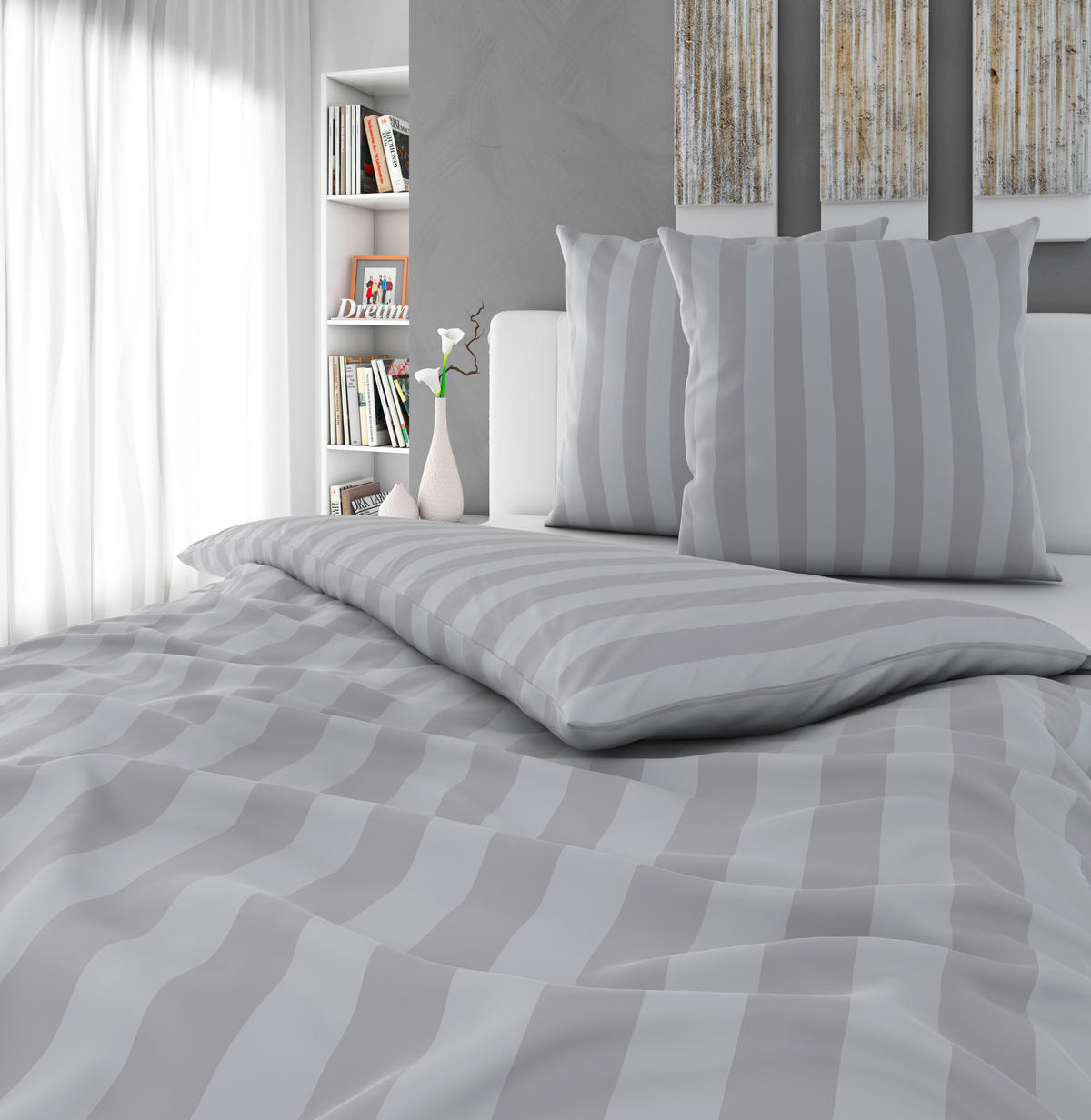 BETTWÄSCHE Dobby Satin 220/240 cm  - Silberfarben, KONVENTIONELL, Textil (220/240cm) - Novel