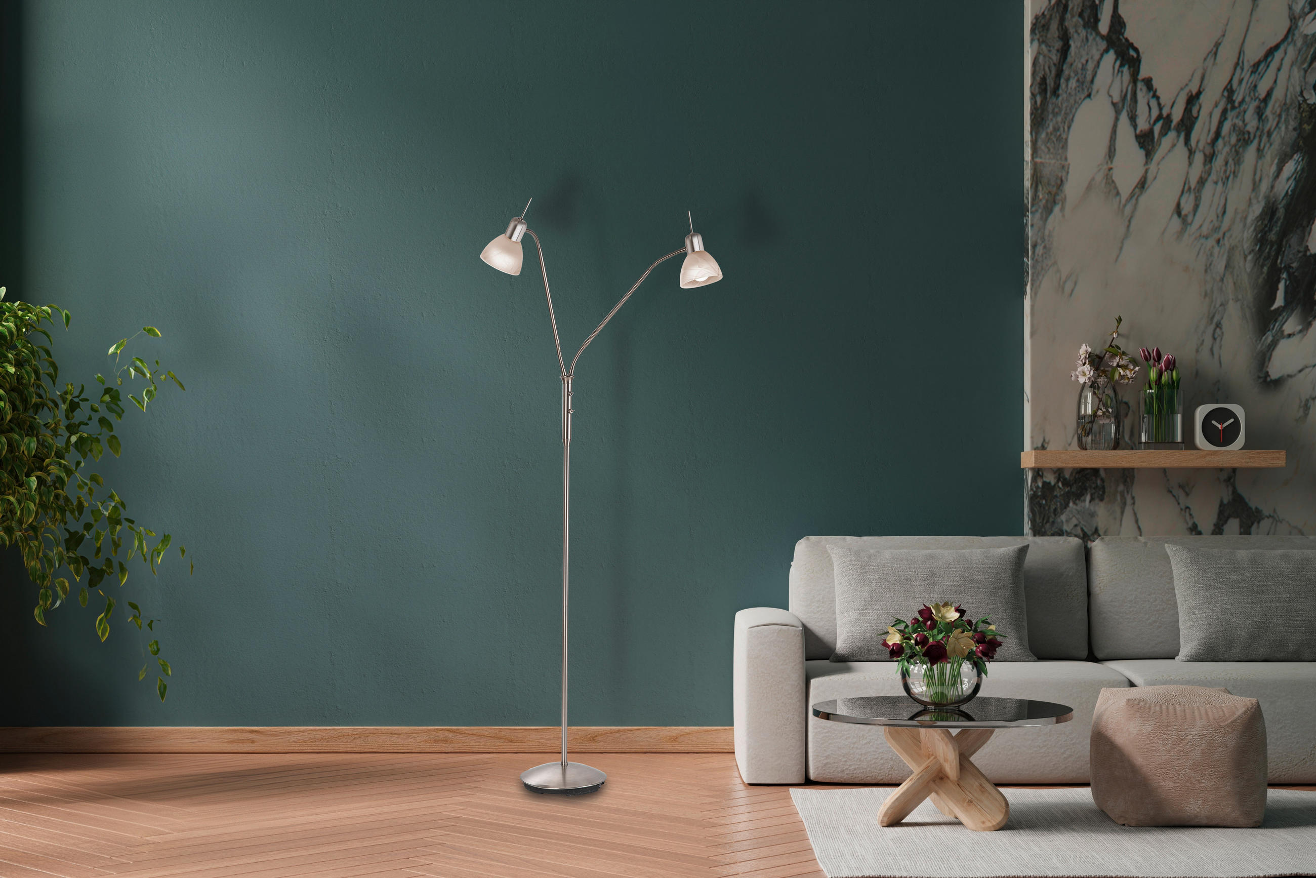GOLVLAMPA DAYTONA 45/150 cm    - vit/alabasterfärg, Klassisk, metall/glas (45/150cm) - Globo