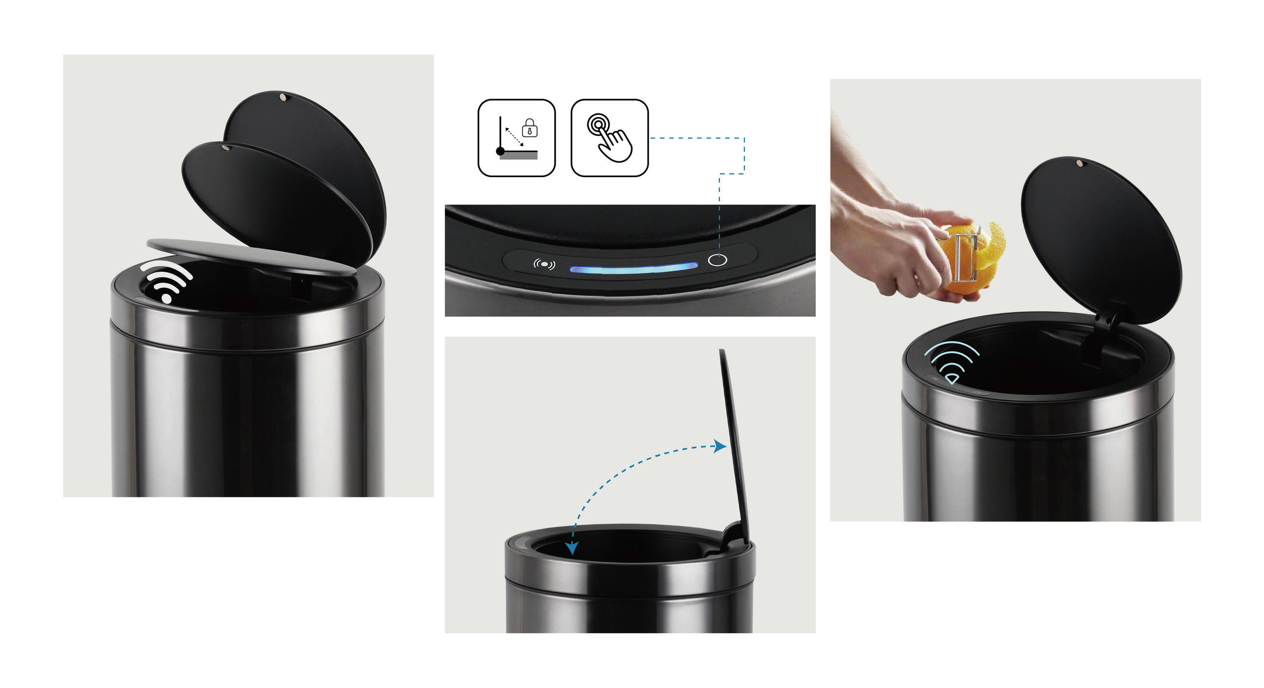 ABFALLEIMER 40 L  - Schwarz, Basics, Kunststoff/Metall (31/63cm) - Novel