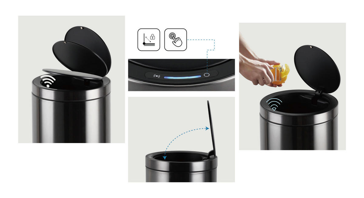 ABFALLEIMER 40 L  - Schwarz, Basics, Kunststoff/Metall (31/63cm) - Novel