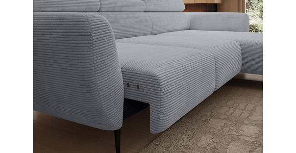 ECKSOFA  in Cord Dunkelgrau  277/174 cm  - Dunkelgrau/Schwarz, KONVENTIONELL, Textil/Metall (277/174cm) - Carryhome