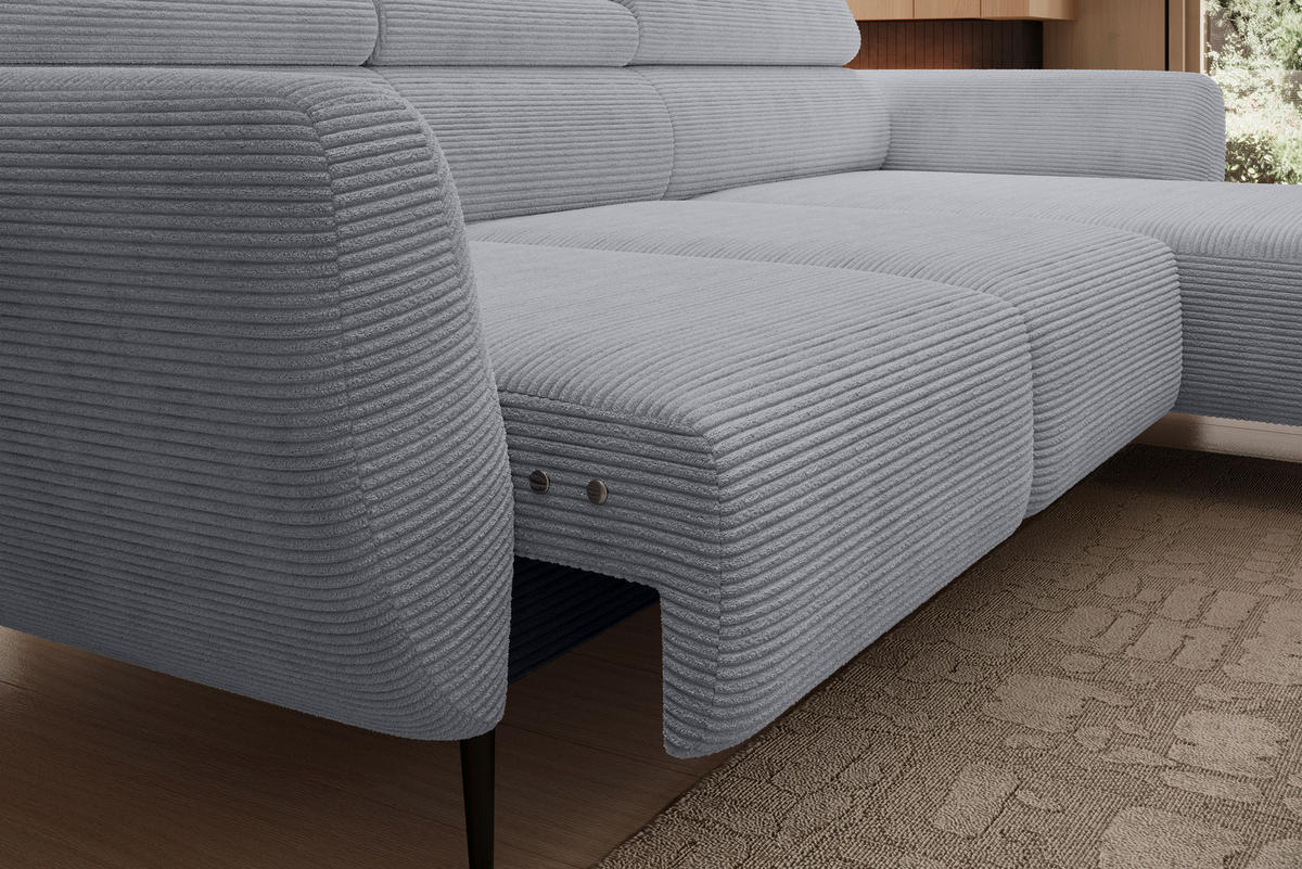 ECKSOFA in Cord Dunkelgrau  - Dunkelgrau/Schwarz, Konventionell, Textil/Metall (277/174cm) - Carryhome