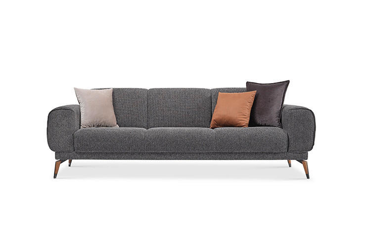SOFA  in Leinenoptik Anthrazit, Dunkelgrau  - Dunkelgrau/Anthrazit, Design, Holz/Textil (242/82/86cm) - Livetastic