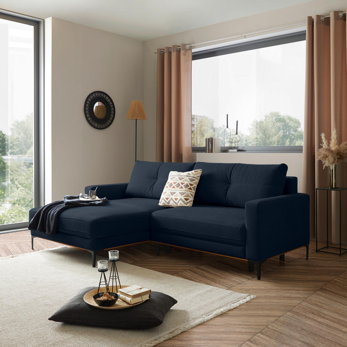 ECKSOFA Royalblau  - Royalblau/Schwarz, MODERN, Textil/Metall (162/238cm) - Ondega