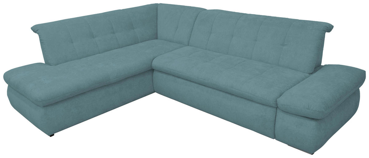 ECKSOFA Petrol Mikrofaser  - Chromfarben/Petrol, KONVENTIONELL, Textil/Metall (216/273cm) - MID.YOU
