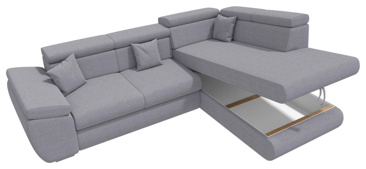 ECKSOFA Dunkelgrau Struktur  - Chromfarben/Dunkelgrau, KONVENTIONELL, Kunststoff/Textil (282/205cm) - Carryhome