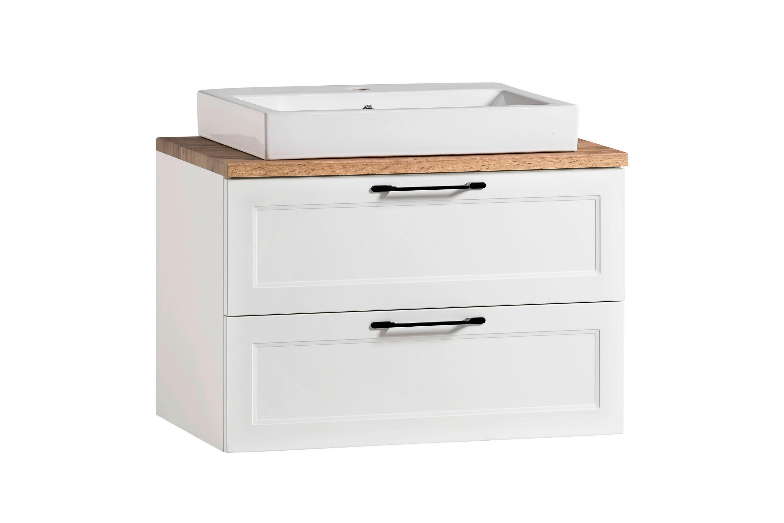 WASCHTISCHKOMBI 80 cm  - Eiche Wotan/Schwarz, ROMANTIK / LANDHAUS, Keramik/Holzwerkstoff (80cm) - Xora