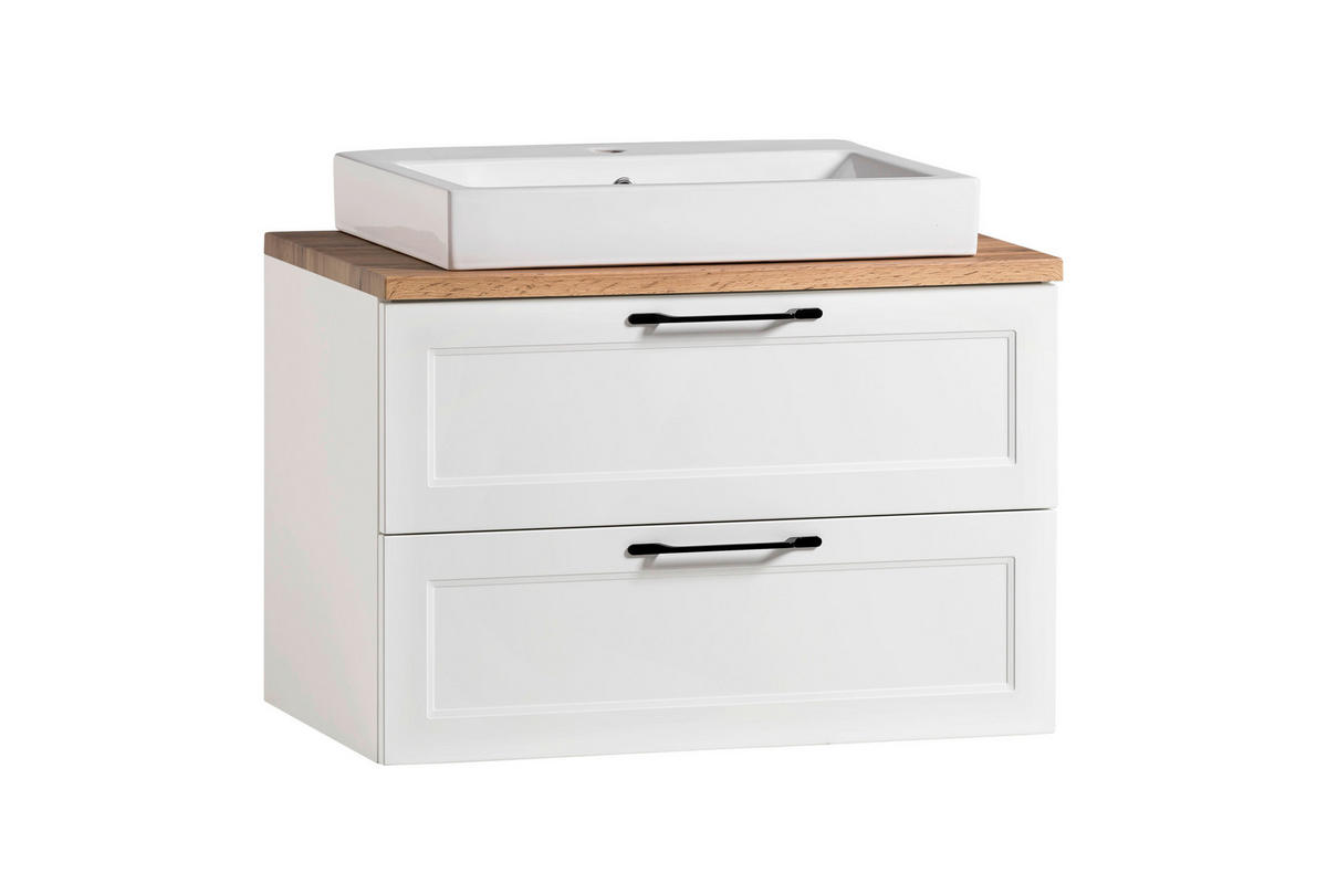 WASCHTISCHKOMBI 80 cm  - Eiche Wotan/Schwarz, ROMANTIK / LANDHAUS, Keramik/Holzwerkstoff (80cm) - Xora