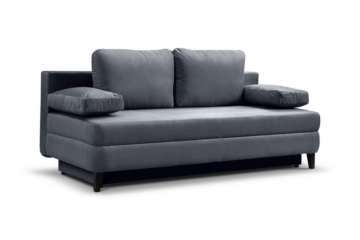 SCHLAFSOFA SORTO  mit Liegefunktion Cord Blaugrau  - Blaugrau/Schwarz, Basics, Holz/Textil (200/91/100cm) - MID.YOU