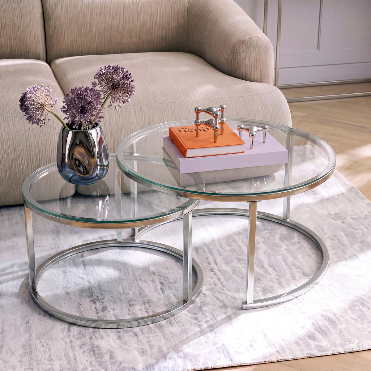 SET KLUB STOLIĆA višebojno, srebrne boje, bijela, prozirno  metal, staklo  - bijela/srebrne boje, Design, staklo/metal (50-70/50-70/38-45cm) - MID.YOU