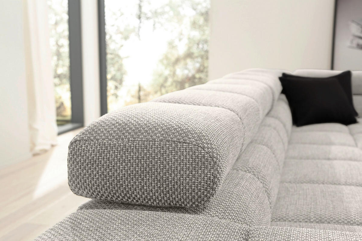 ECKSOFA Beige Flachgewebe  - Beige/Schwarz, Design, Kunststoff/Textil (317/213cm) - Hom`in