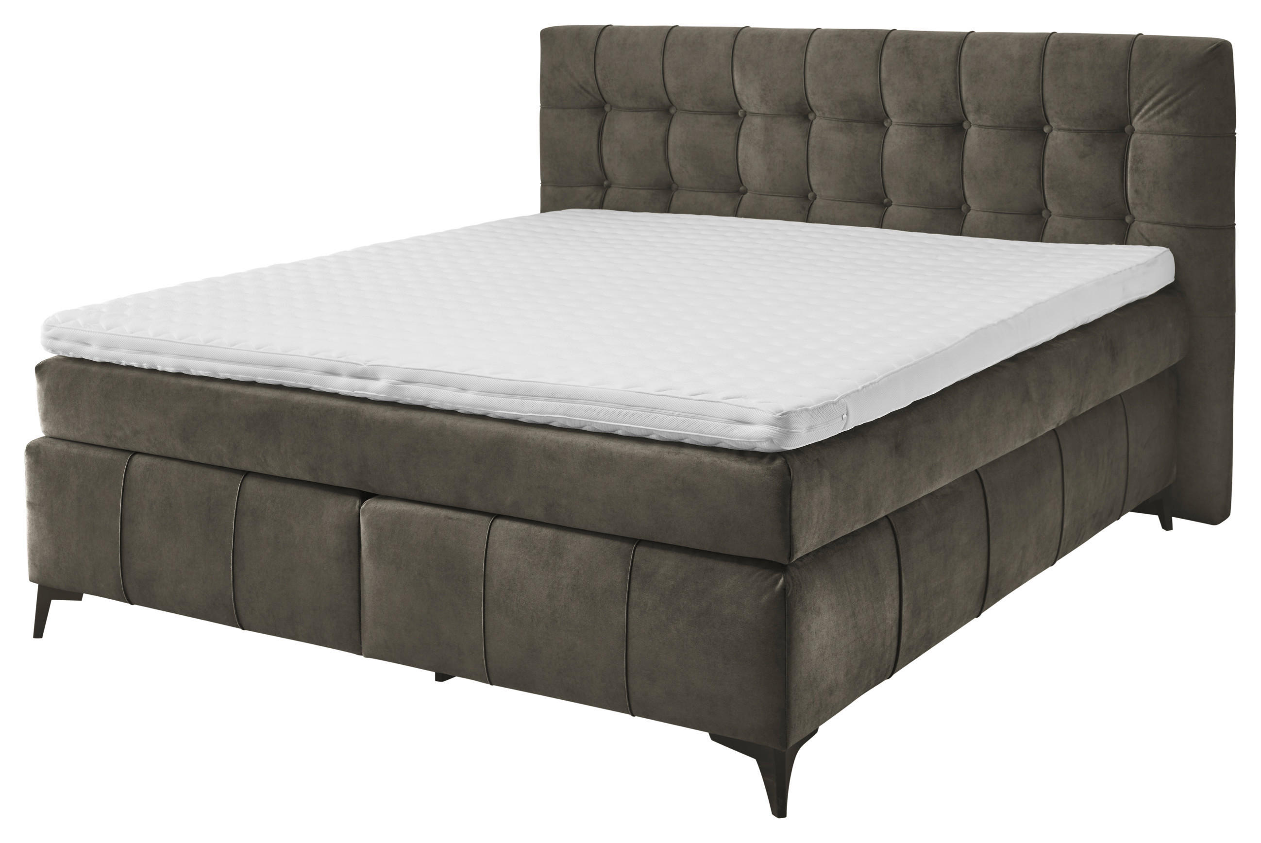 BOXSPRINGBETT 180/200 cm  in Dunkelbraun  - Dunkelbraun/Schwarz, KONVENTIONELL, Kunststoff/Textil (180/200cm) - Modante