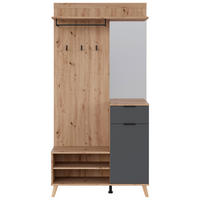 GARDEROBE  in 100/202/40 cm  - Graphitfarben/Eiche Artisan, Design, Glas/Holzwerkstoff (100/202/40cm) - home24