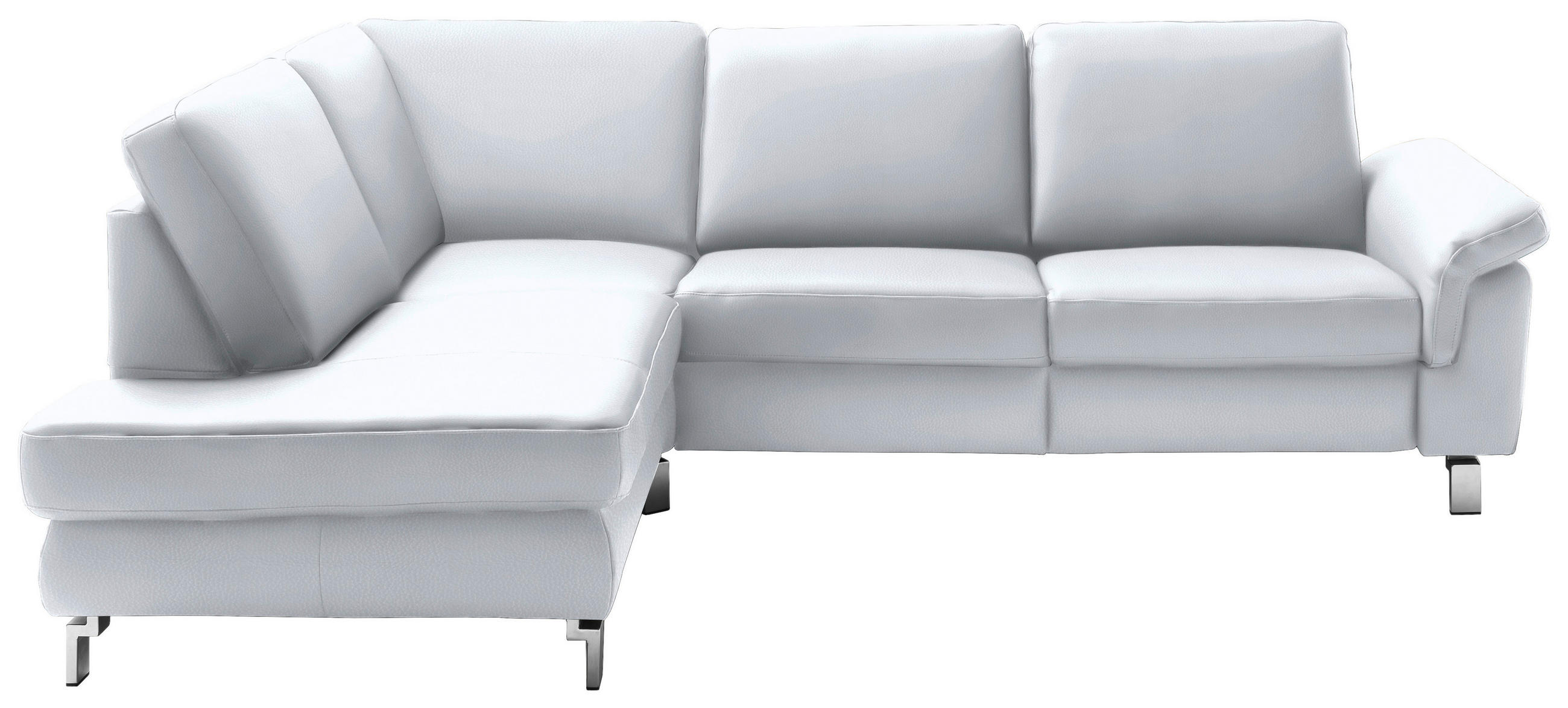 ECKSOFA in Echtleder Weiss  - Chromfarben/Weiss, Design, Leder/Metall (200/271cm) - Pure Home Lifestyle