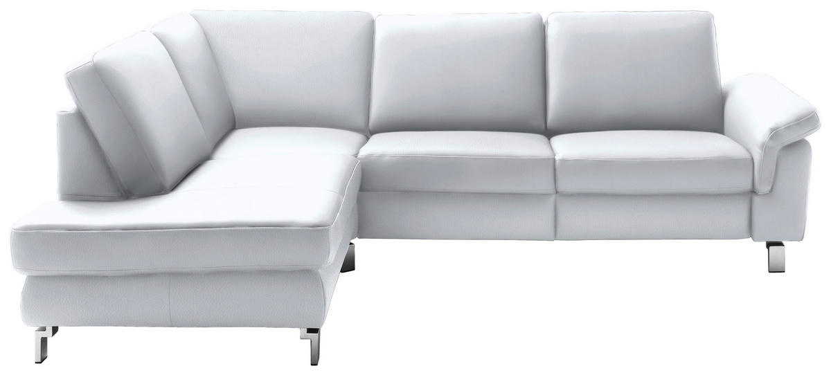 ECKSOFA in Echtleder Weiss  - Chromfarben/Weiss, Design, Leder/Metall (200/271cm) - Pure Home Lifestyle