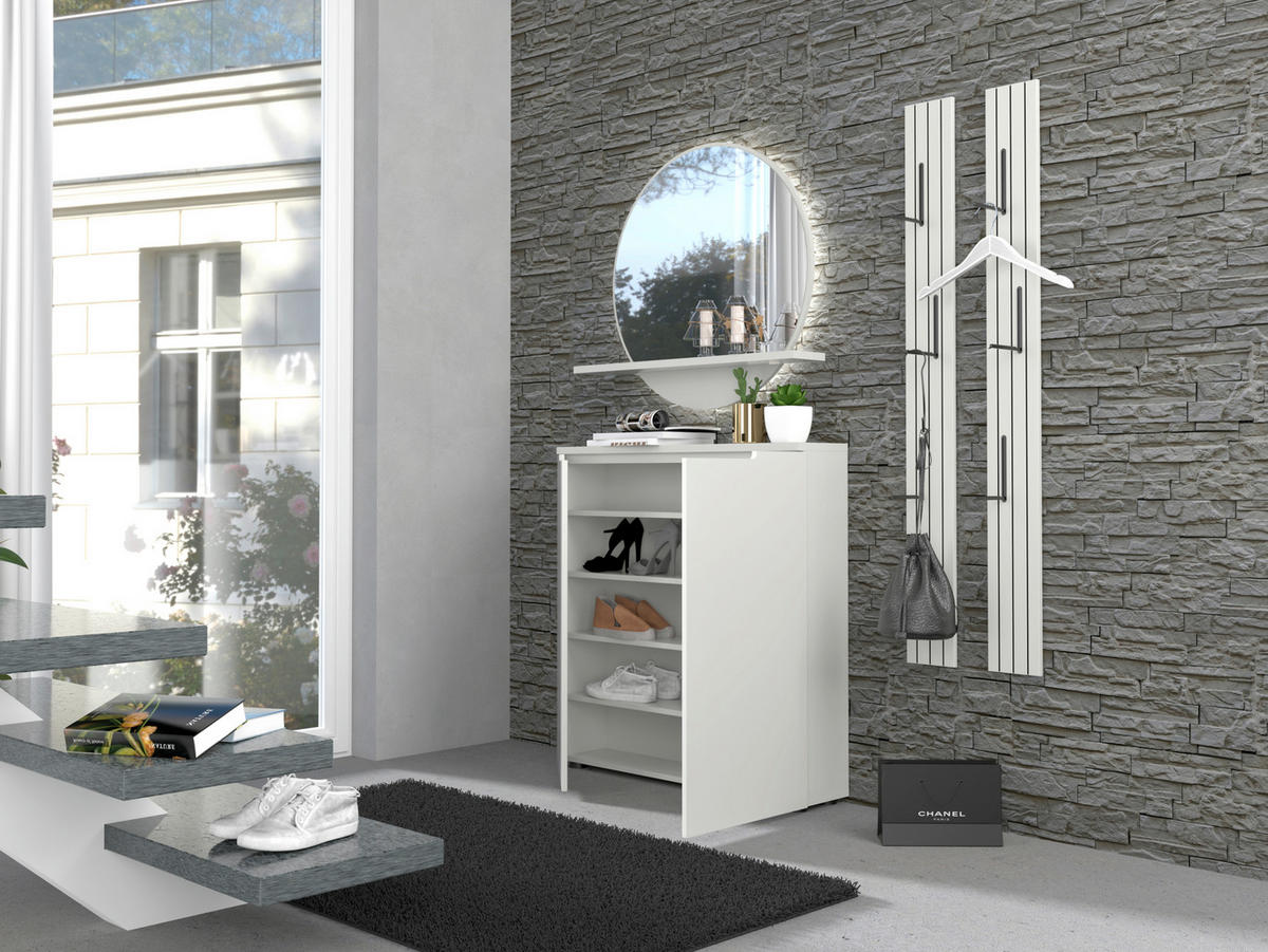 GARDEROBE 3-teilig  in 127/187/22 cm  - Grau, Design, Glas/Holzwerkstoff (127/187/22cm) - Xora