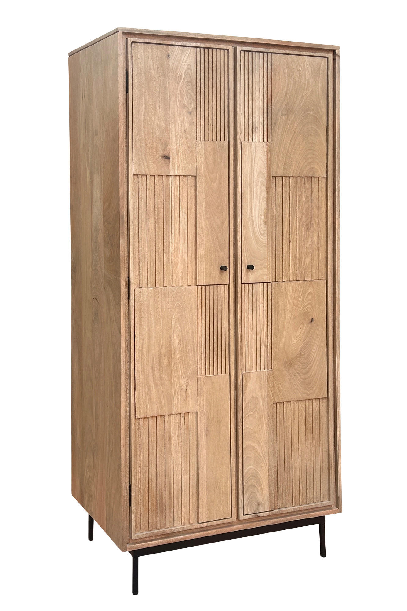 SCHRANK in Naturfarben, Schwarz  - Schwarz/Naturfarben, Design, Holz/Metall (80/180/45cm) - MID.YOU