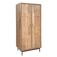 SCHRANK in Naturfarben, Schwarz  - Schwarz/Naturfarben, Design, Holz/Metall (80/180/45cm) - MID.YOU