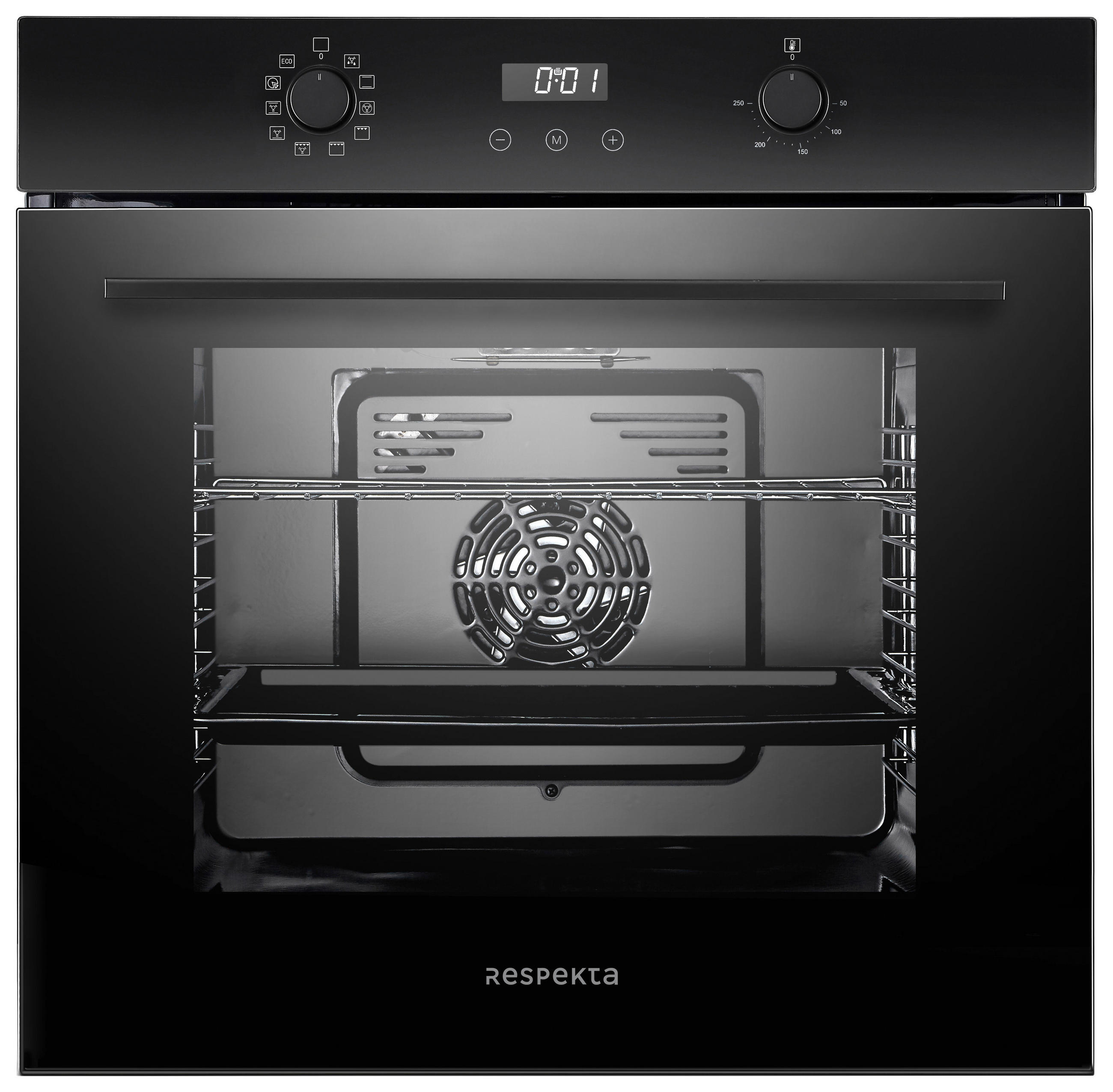 EINBAUBACKOFEN AB701-19  - Schwarz, Basics, Glas/Kunststoff (59,5/59,5/57,5cm) - Respekta