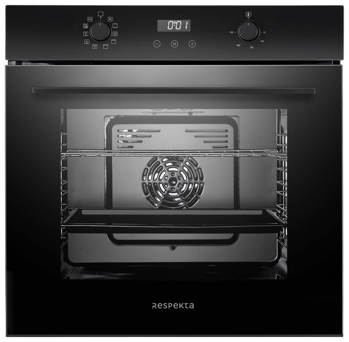 EINBAUBACKOFEN AB701-19  - Schwarz, Basics, Glas/Kunststoff (59,5/59,5/57,5cm) - Respekta