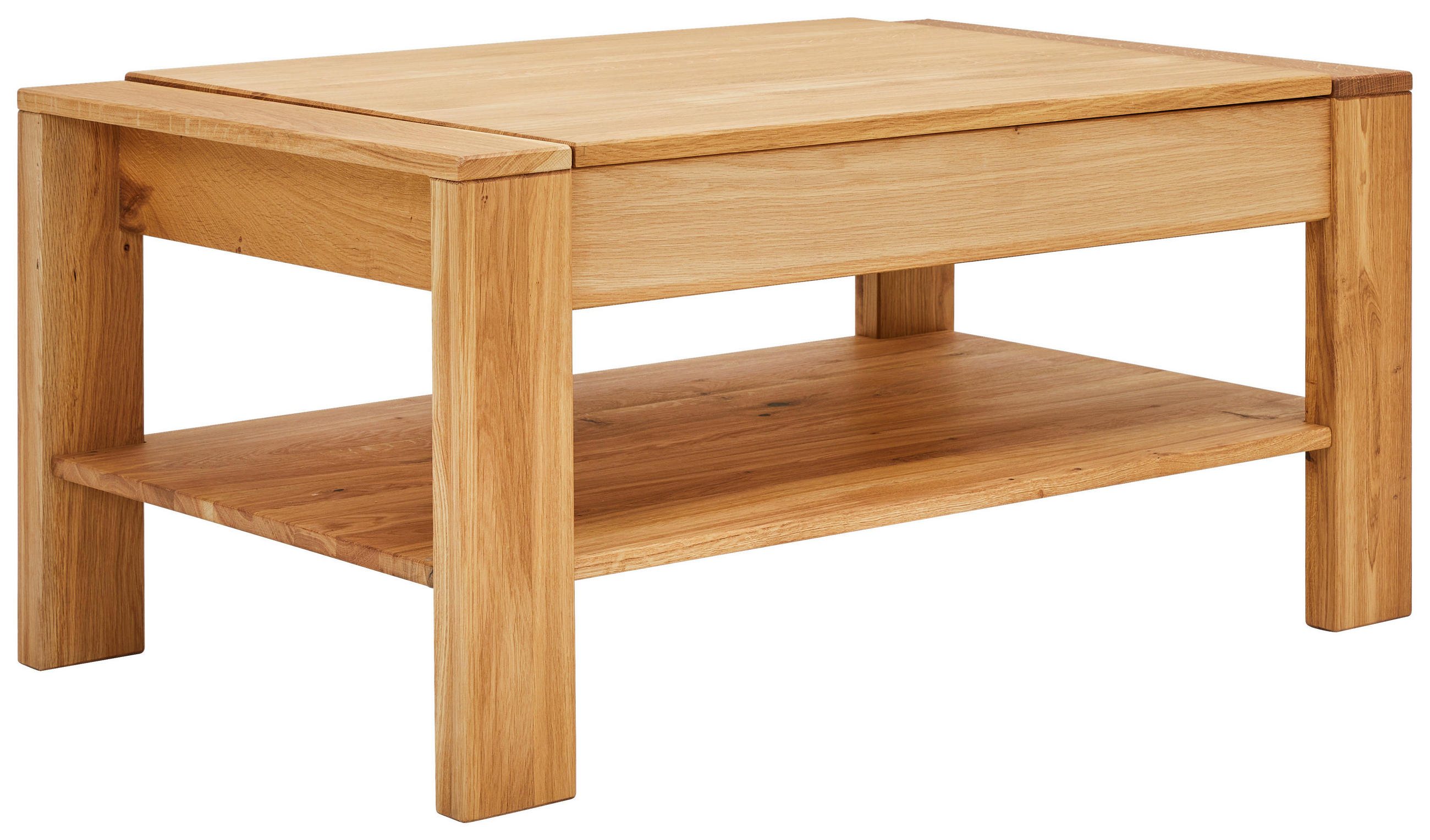 COUCHTISCH Eiche massiv 100/65/48-71 cm rechteckig Eichefarben  - Eichefarben, KONVENTIONELL, Holz (100/65/48-71cm) - Linea Natura