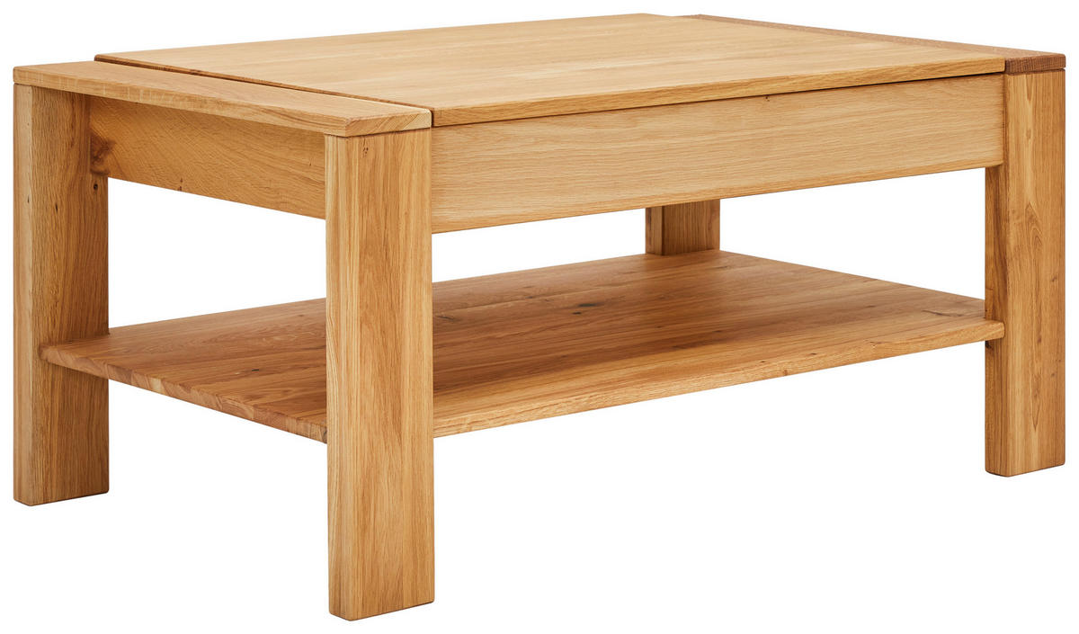 COUCHTISCH Eiche massiv 100/65/48-71 cm rechteckig Eichefarben  - Eichefarben, KONVENTIONELL, Holz (100/65/48-71cm) - Linea Natura