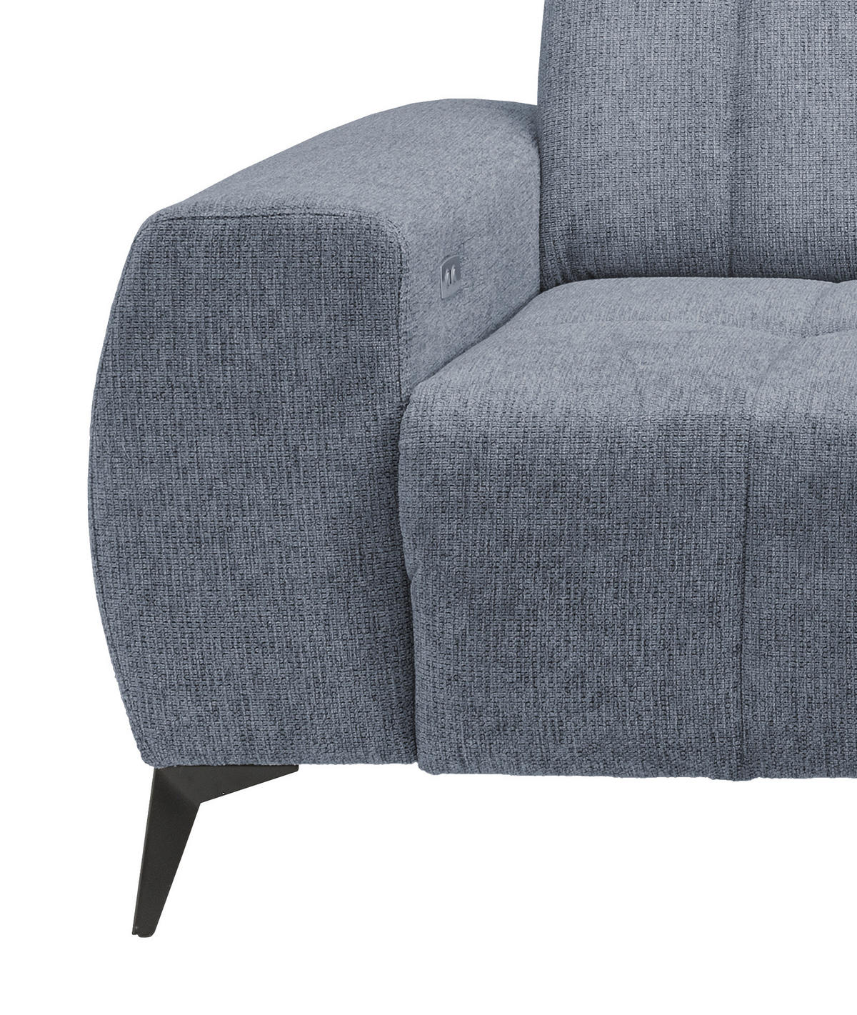 ECKSOFA in Chenille Hellblau  - Schwarz/Hellblau, Modern, Textil/Metall (261/200cm) - Livetastic