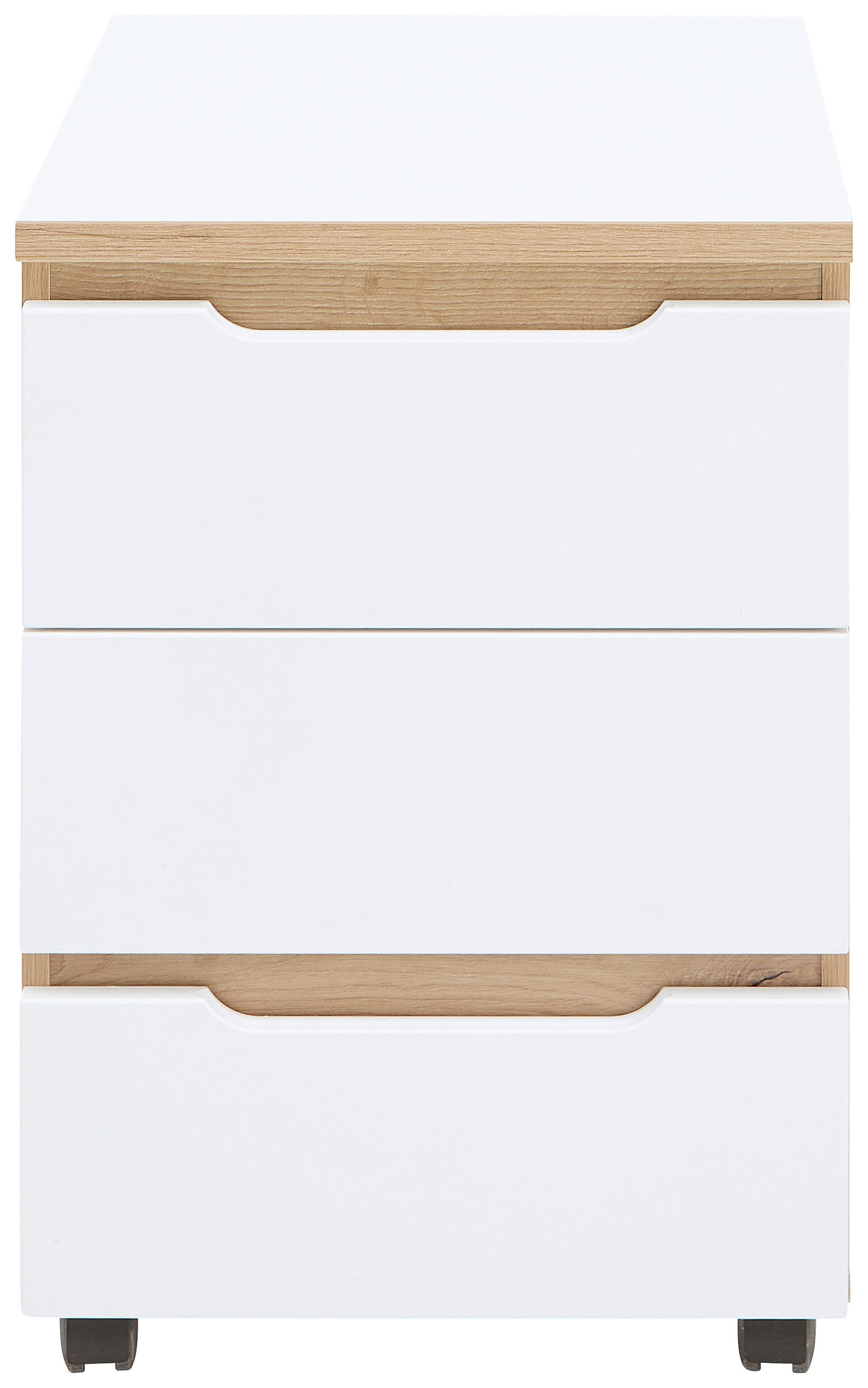 Thumbnail - Mid.you Rollcontainer, Weiß, Eiche Artisan, Holzwerkstoff, 3 Schubladen, 45x66x55 cm, Arbeitszimmer, Container, Rollcont...