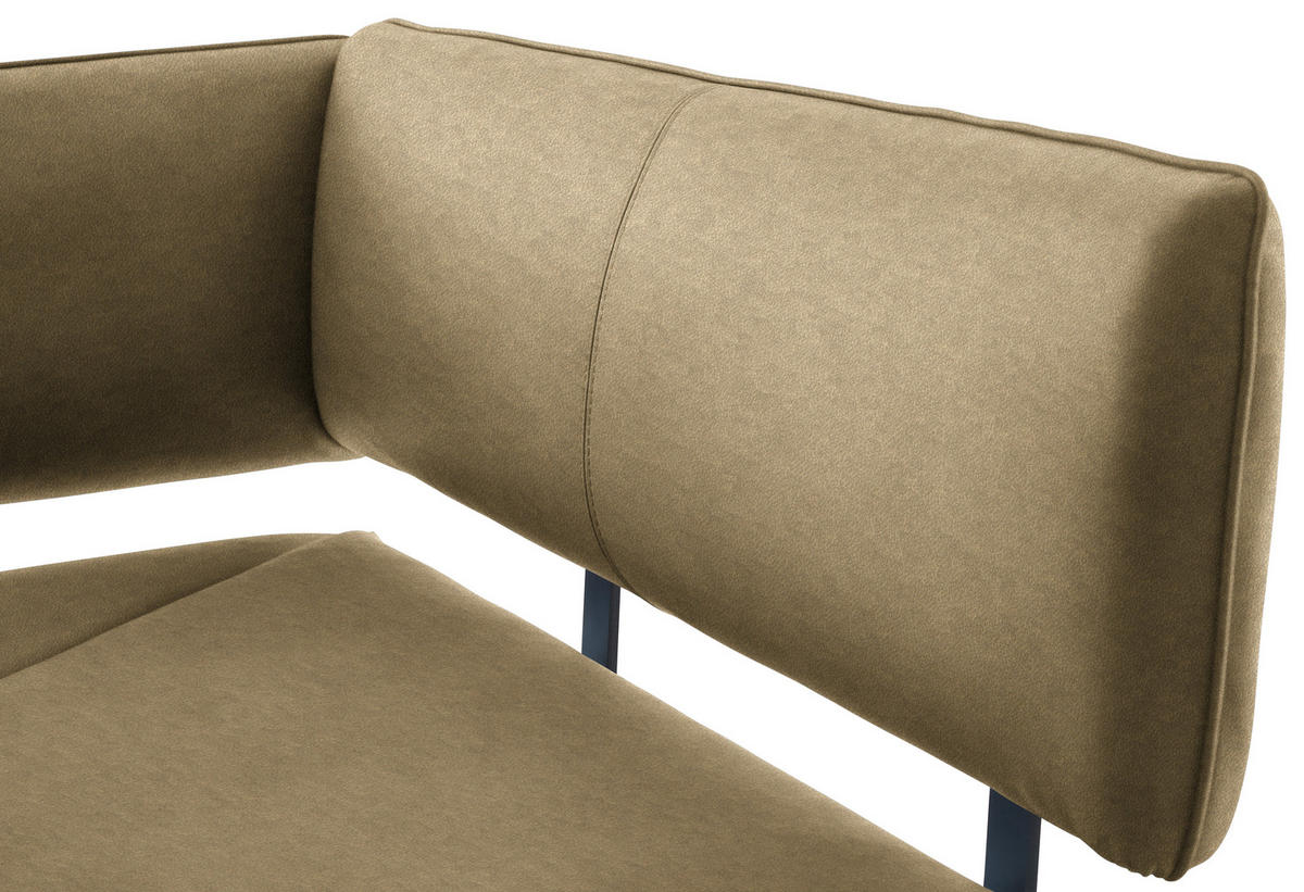 ECKBANK in Metall, Textil Schwarz, Olivgrün  - Schwarz/Olivgrün, Modern, Textil/Metall (205/165cm) - Cantus
