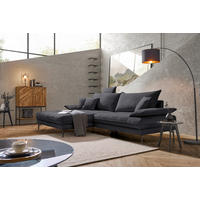 ECKSOFA PRATO Anthrazit Flachgewebe  - Anthrazit/Schwarz, MODERN, Textil/Metall (176/292cm) - MID.YOU