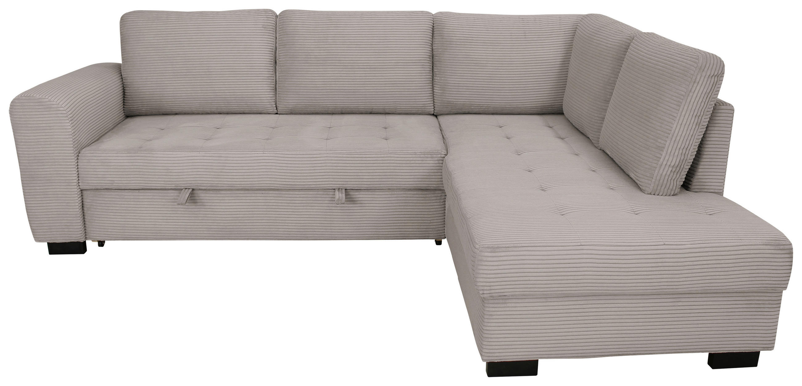 ECKSOFA JOHN Graubraun Cord Rückenkissen, Bettkasten, Liegefläche im Originalstoff  - Graubraun/Schwarz, Trend, Kunststoff/Textil (239/178cm) - P & B