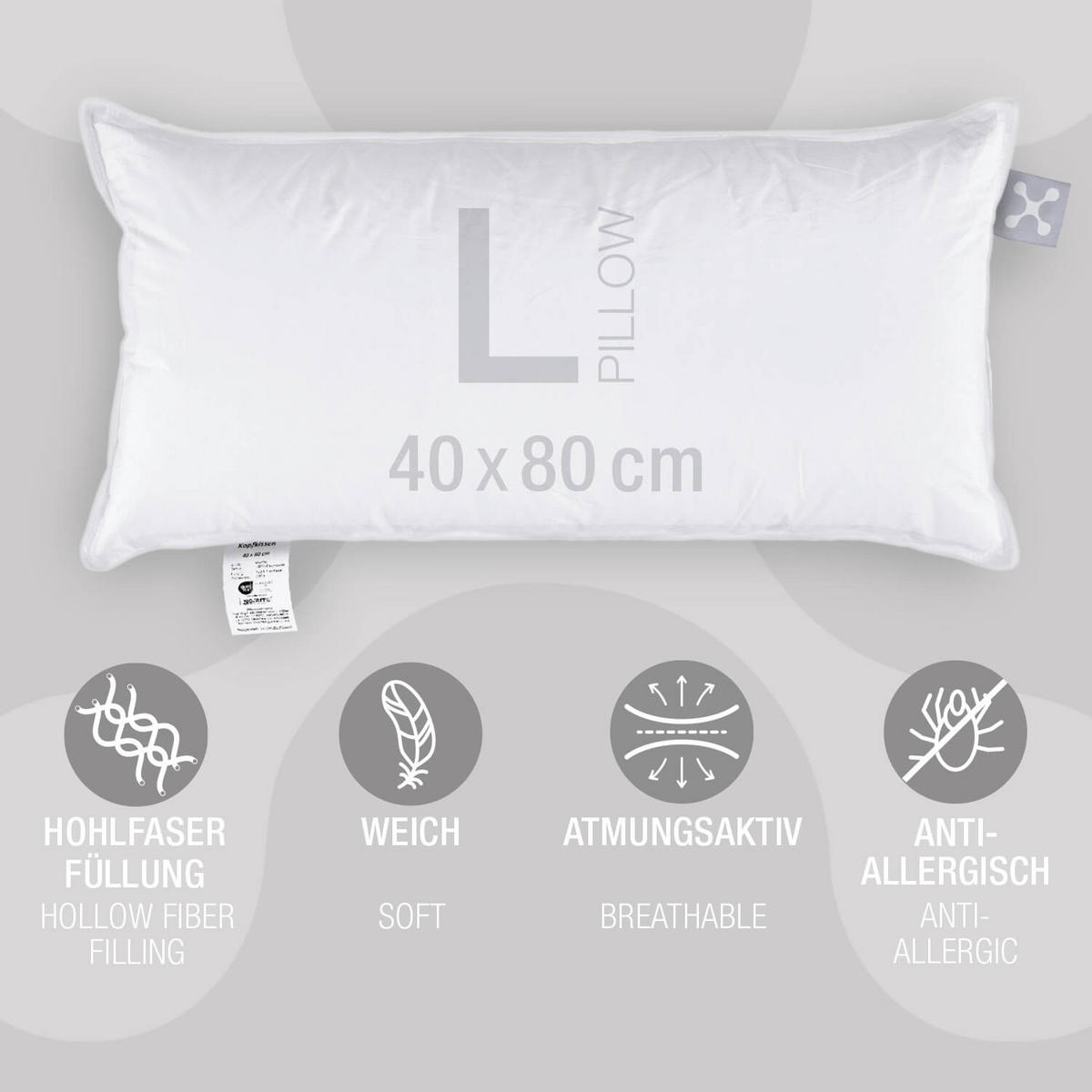 KOPFKISSEN  BASIC  40/80 cm       - Basics, Textil (40/80cm) - Smartsleep