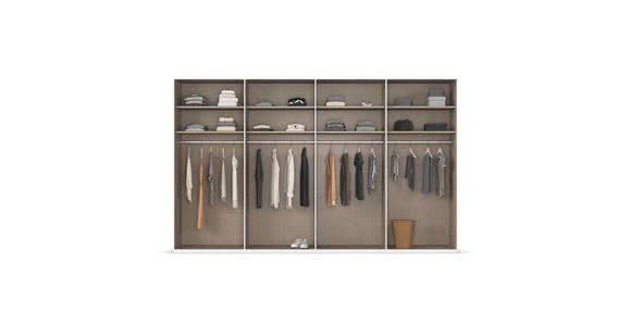 SCHWEBETÜRENSCHRANK 360/223/68 cm 4-türig Weiß Hochglanz, Weiß  - Weiß Hochglanz/Alufarben, Basics, Holzwerkstoff/Metall (360/223/68cm) - Novel