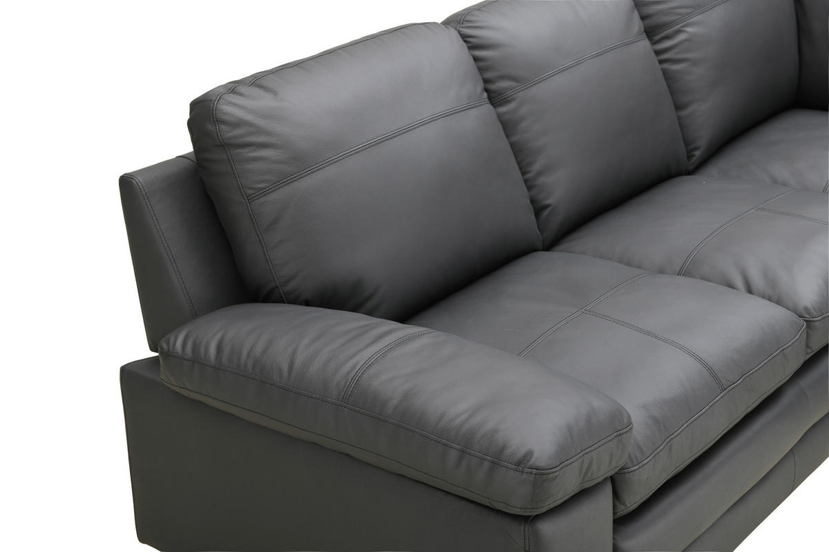 ECKSOFA in Echtleder Schwarz  - Schwarz, Konventionell, Leder/Kunststoff (230/191cm) - MID.YOU