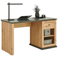 RADNI STO  boja hrasta, tamnosiva   - tamnosiva/boja hrasta, Romantično / Seoski, metal/pločasti materijal (135/59/76cm) - Hom`in