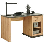 SCHREIBTISCH 135/59/76 cm  in Eichefarben, Dunkelgrau  - Eichefarben/Dunkelgrau, ROMANTIK / LANDHAUS, Holzwerkstoff/Metall (135/59/76cm) - Hom`in