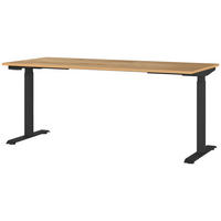 SCHREIBTISCH 180/80/72-118 cm  in Weiß, Eichefarben  - Eichefarben/Schwarz, MODERN, Holzwerkstoff/Metall (180/80/72-118cm) - Novel
