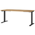 SCHREIBTISCH höhenverstellbar  - Eichefarben/Schwarz, MODERN, Holzwerkstoff/Metall (180/80/72-118cm) - Novel