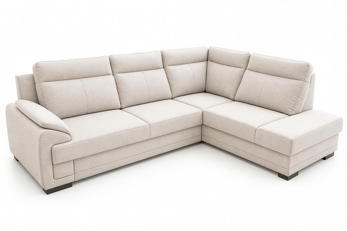 ECKSOFA ALTONA in Flachgewebe Sandfarben  - Sandfarben/Schwarz, Basics, Holz/Holzwerkstoff (268/207cm) - Livetastic