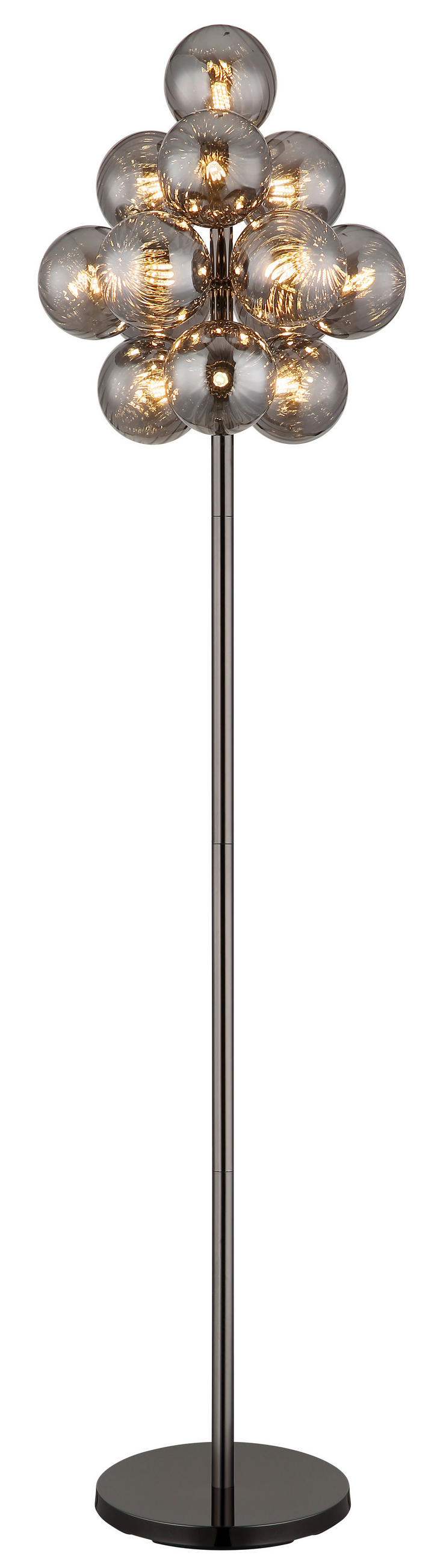 STEHLEUCHTE 39,5/160 cm    - Schwarzchrom/Schwarz, Design, Glas/Kunststoff (39,5/160cm) - Globo