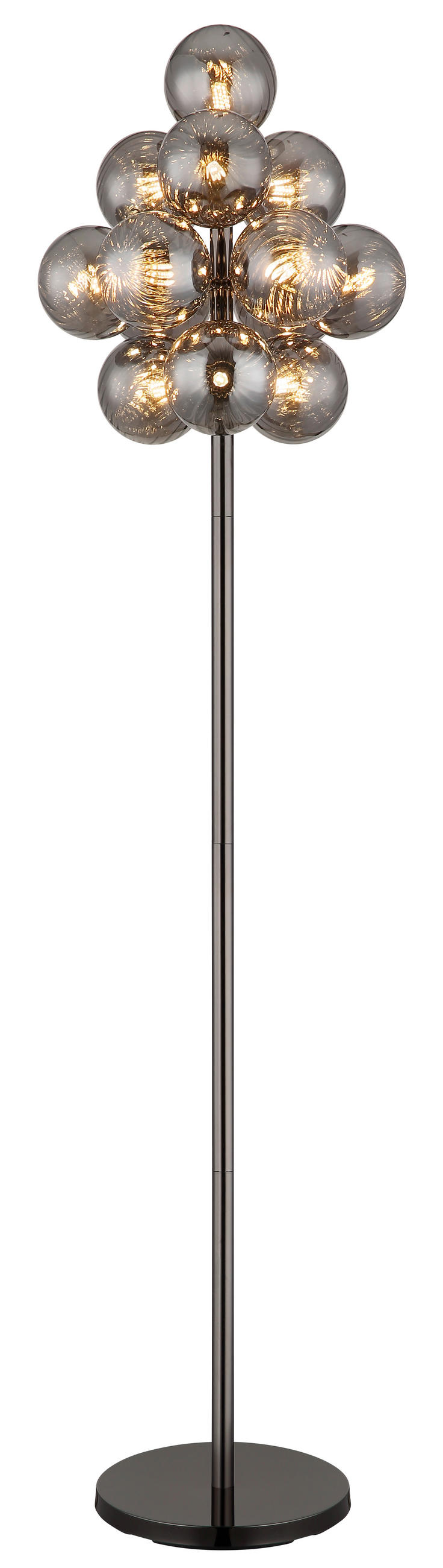 STEHLEUCHTE - Schwarzchrom/Schwarz, Design, Glas/Kunststoff (39,5/160cm) - Globo