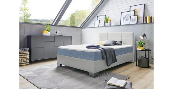 BOXSPRINGBETT 140/200 cm  in Hellgrau  - Hellgrau/Graphitfarben, Design, Holz/Textil (140/200cm) - Hom`in